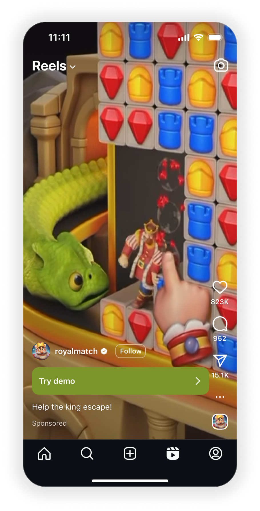 Reels playable ad