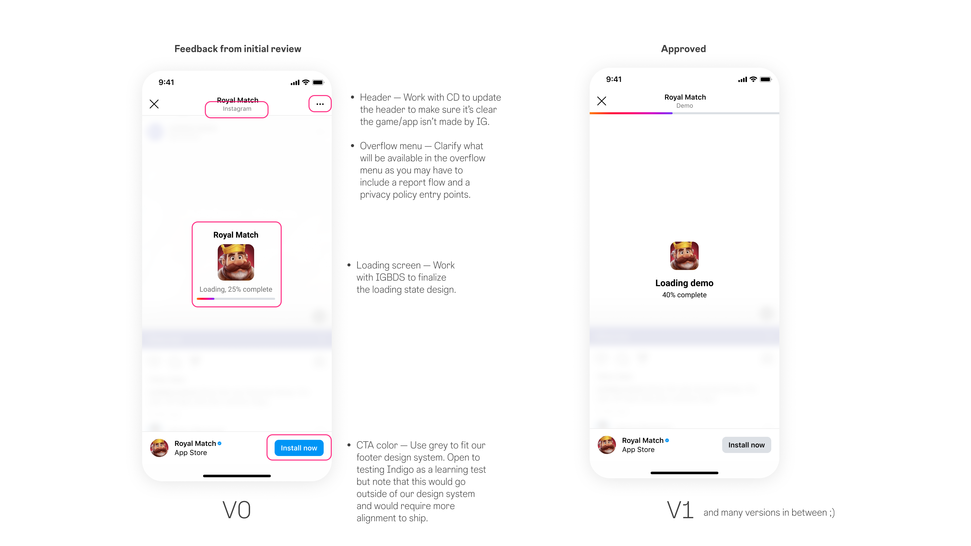 In-app browser and loading state for the playable HTML experience