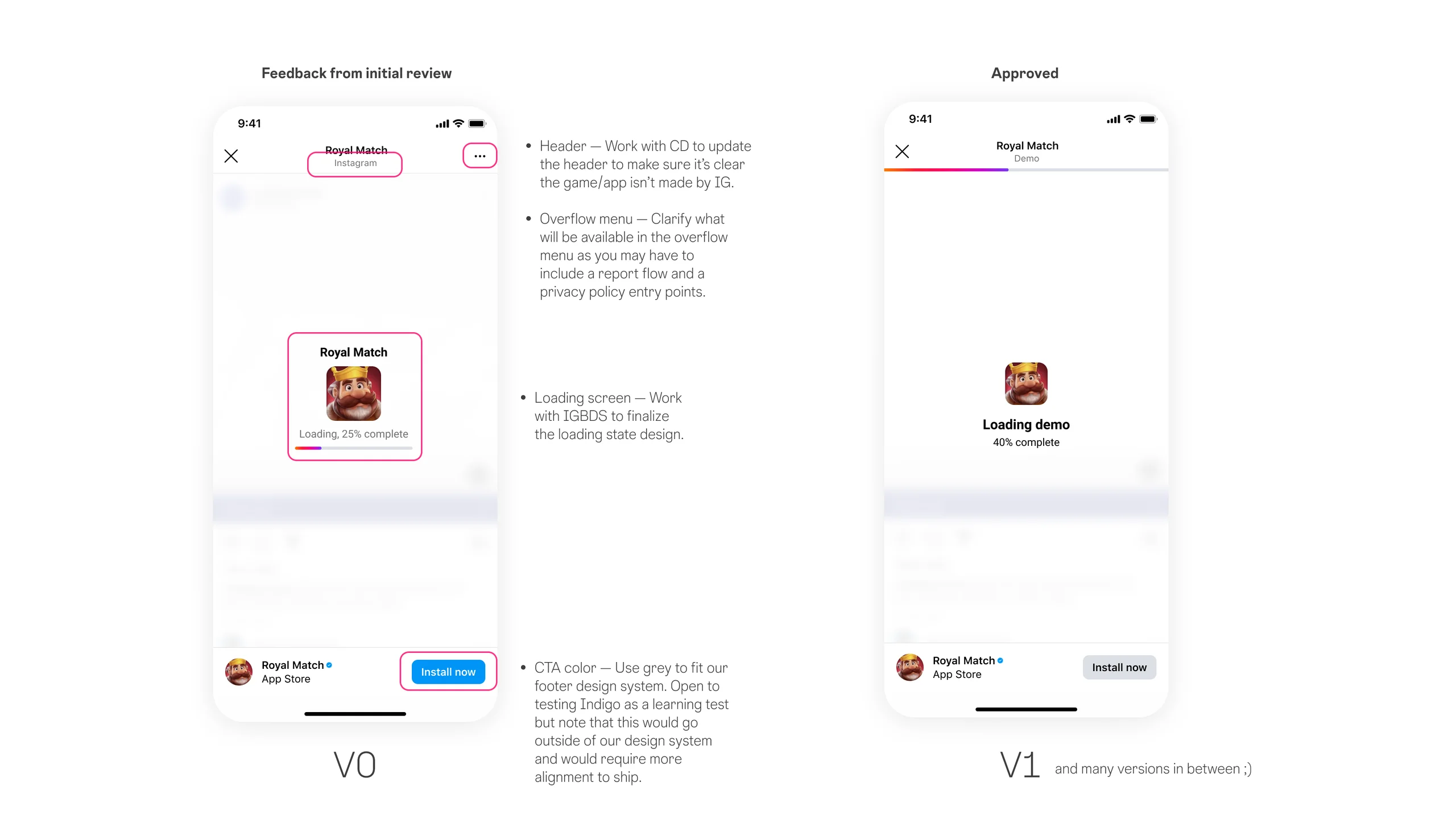 In-app browser and loading state for the playable HTML experience